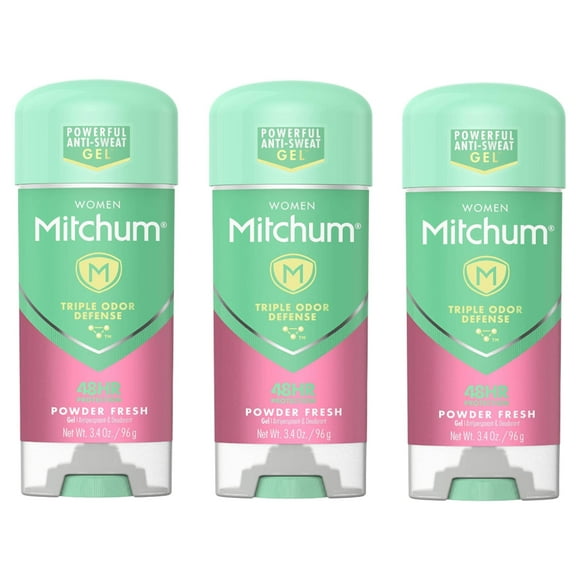 Mitchum For Women Anti-Perspirant Deodorant Clear Gel, Powder Fresh, 3.40 oz (Pack of 3)