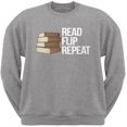 thumbnail image 1 of Read, Flip, Repeat Heather Grey Adult Sweatshirt, 1 of 1