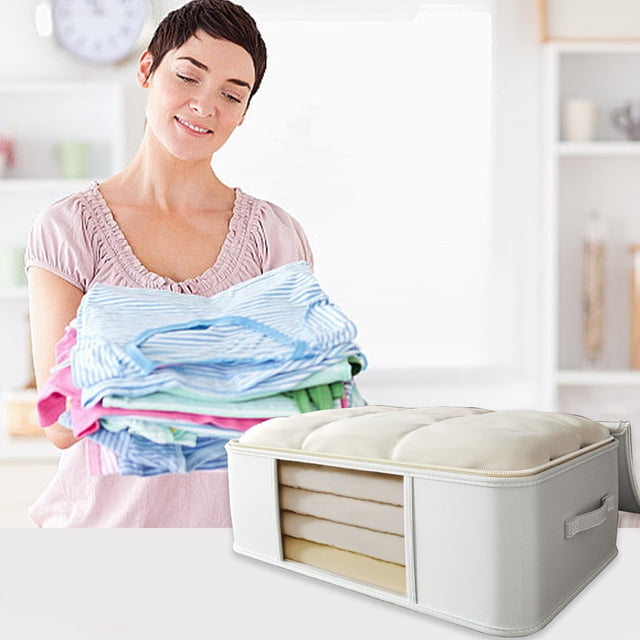 Fiudx Bolsa de Almacenamiento Plegable, Gran Capacidad para Ropa y Colchas, Cremalleras y Asas Resistentes, Organizador de Armario para Dormitorio, Ahorro de Espacio, Tamaño 68,5 X 48,5 X 29,4 Cm.
