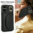thumbnail image 5 of for iPhone 16 Wallet Case with Card Holder Women Men, Flip PU Leather Kickstand Shockproof Protective Phone Cover Magnetic Clasp 360 Rotation Ring Stand for iPhone 16, Black, 5 of 7