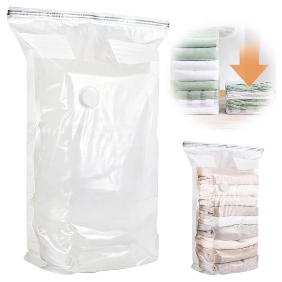 No Pump Vacuum Storage Bags,20"X28"X12" Reusable Self Seal Clothes Vacuum Seal Bags, Space Saving Air Compression Closet Organizer Bags, Clear Plastic Storage Pouches for Blankets Organization