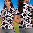 thumbnail image 4 of Binienty Pink Cow Print Matching Golf Shirts for Couples Classic Fit Zipper Neck Shirts Couples Matching Outfits Casual Short Sleeve Athletic Tops for Golf Running Sports, 4 of 7