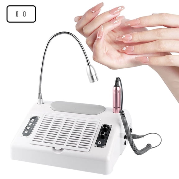 5‑In‑1 Nail Machine White (Us Plug) - 5 in 1 60W Nail Lamp with Dust Collector /Led Nail Dryer Manicure Drill File & Polish Kit Beauty Manicure Led Light Nail Drill Dust Machine for Home & Salon