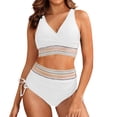 thumbnail image 2 of Women High Waisted Bikini Sets Two Piece Swimsuit for Women Tummy Control Swimsuits Color Block Drawstring Bathing Suit, 2 of 6