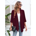thumbnail image 4 of SHOWMALL Women's Casual Lightweight Open Front Cardigans Soft Draped 3/4 Sleeve Cardigan, US Size 2XL, Burgundy, 4 of 8