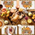thumbnail image 6 of Fall Placemat Orange Pumpkin Thanksgiving Placemats for Dining Table Yellow Sunflower Mushroom Washable Table Mats for Party Kitchen Dining Decoration Set of 2, 6 of 7