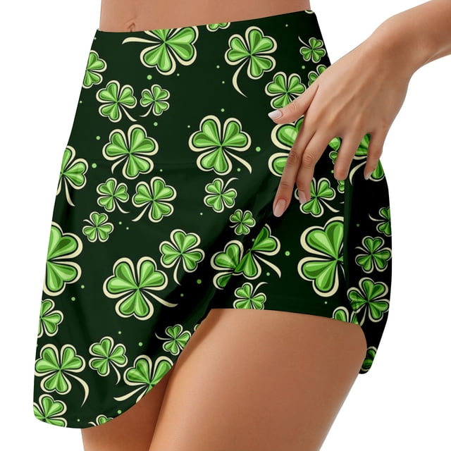 Fgnfyis « Jupe-Short de Yoga Décontractée Imprimée pour la Saint-Patrick pour Femmes, Course et Entraînement Physique » Jupes pour Femmes Tendance Vert TG