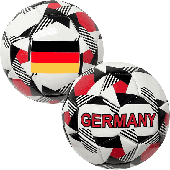Icon Sports Germany Flag Soccer Ball, Durable PVC, White/Red, Size 4