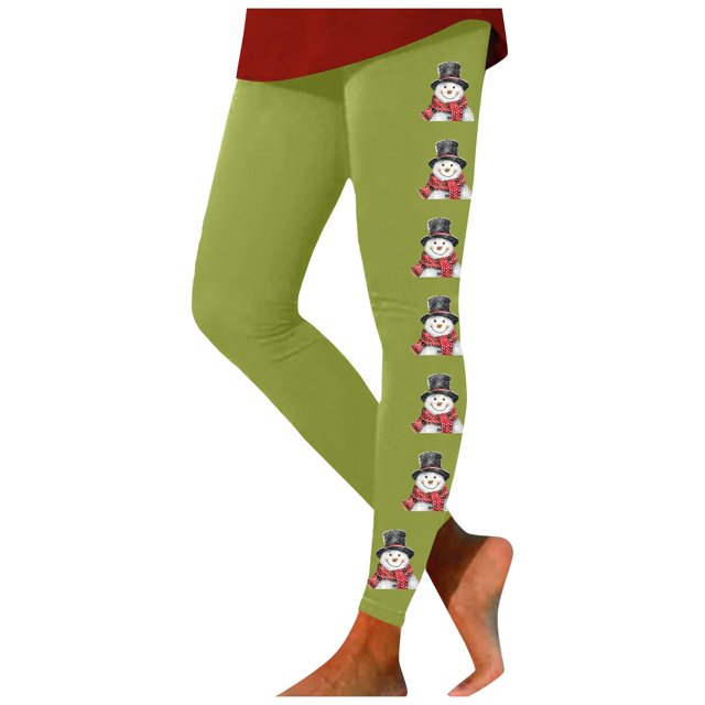 Zhanying Leggings de Noël Laids pour Femmes Longueur Cheville Évacuant l'Humidité Collants Rayés Noirs et Rouges Grande Taille Vert P
