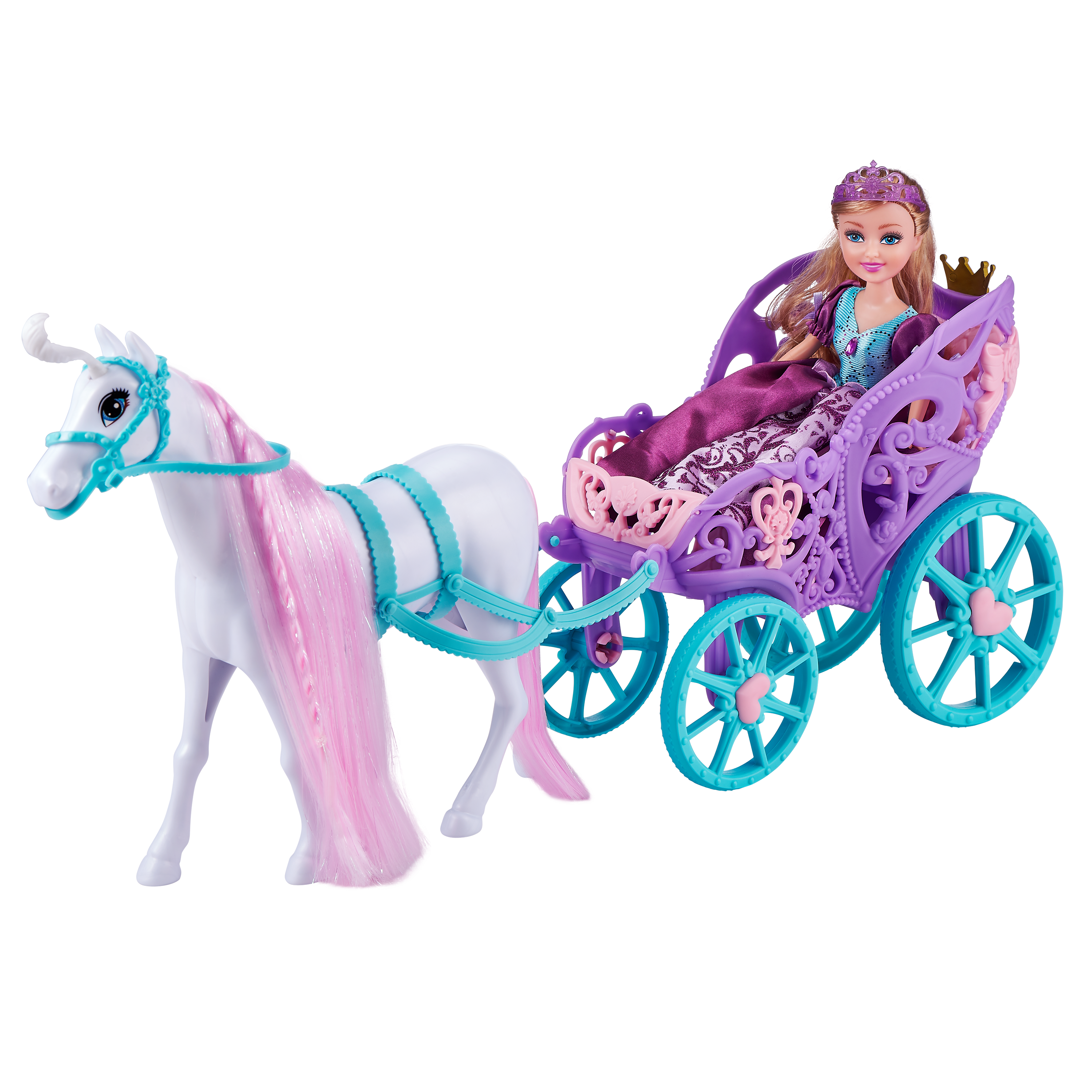 Glimmer & Style Large Princess With Royal Horse & Carriage 