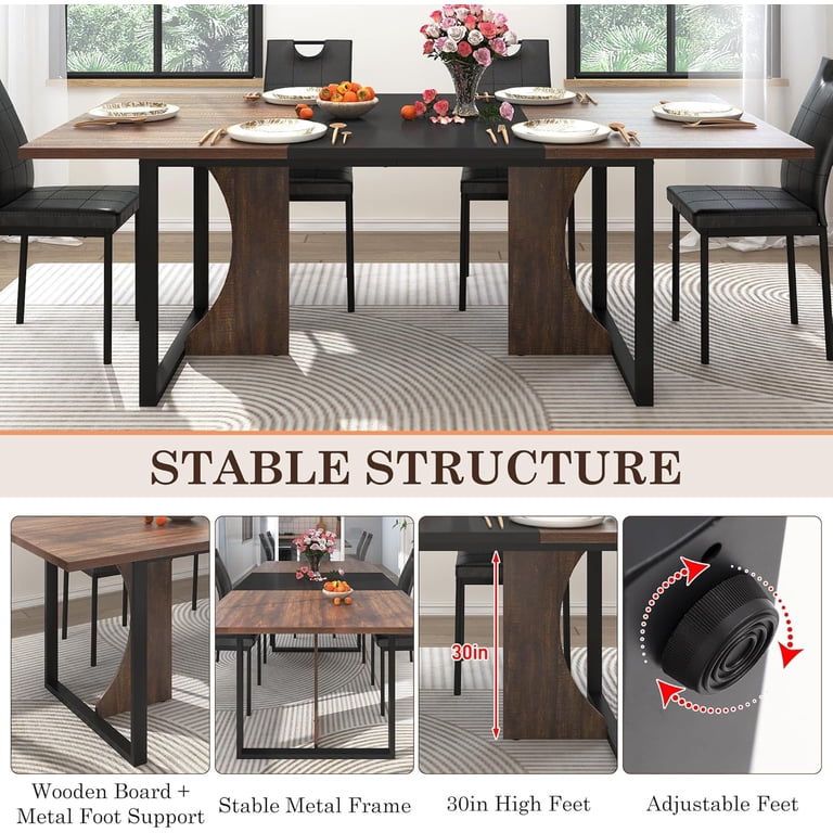 Chvans 70.9" Farmhouse Dining Table for 6-8 People photo 3