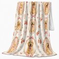 thumbnail image 2 of Adorable Golden Retriever Strawberry Pattern, Cozy Pet Portrait Pattern, Warm Flannel Blanket for Living Room and Bedroom, Dog Lovers Just Because Gift, Pet Lover Home Decor, 2 of 9
