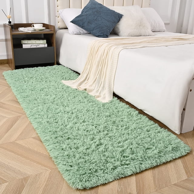 Alfombra Zedrew para dormitorio y sala de estar, 60 x 120 cm, color verde salvia