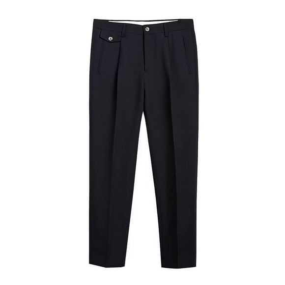 Cameland Men's Plus Size Dress Pants Straight Leg Ruched Solid Color Leisure Business Trousers Big And Tall Mens Dress Pants