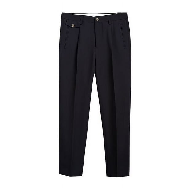 Pantalones largos para hombre, estilo moderno, estilo tubo recto, de color liso, de poliéster.