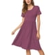 thumbnail image 1 of Vestido informal de verano de manga corta para mujer, vestido de talle imperio con bolsillos, 1 of 5