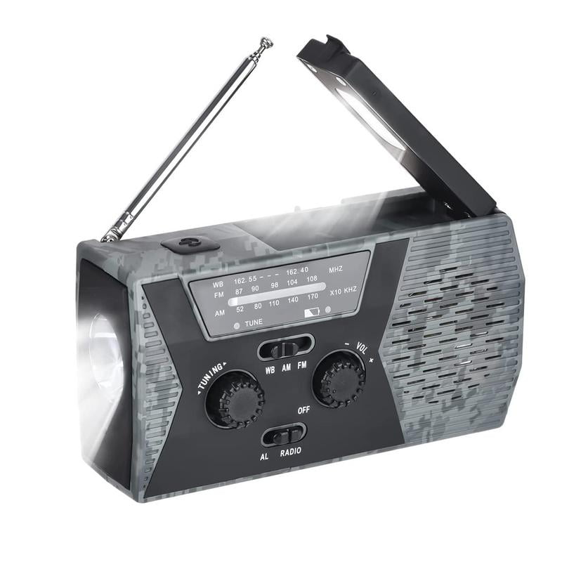 Famure Emergency Weather RadioHand Crank Solar 4000mAh4 Ways Powered