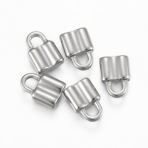 20 pc Tarnish Resistant 304 Stainless Steel Pendants Padlock Stainless Steel color 12x8x3mm Hole: 3.5x3mm