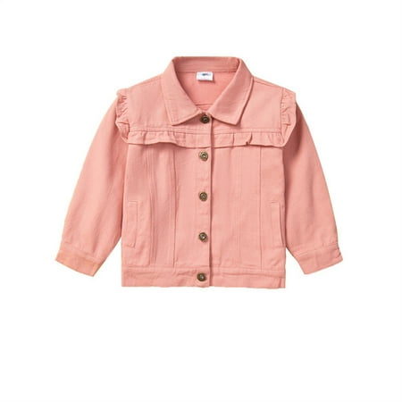 

Girls Ski Sweater Kids Toddler Baby Girls Solid Spring Winter Ruffle Long Sleeve Button Jeans Coat Jacket Clothes Coat 14