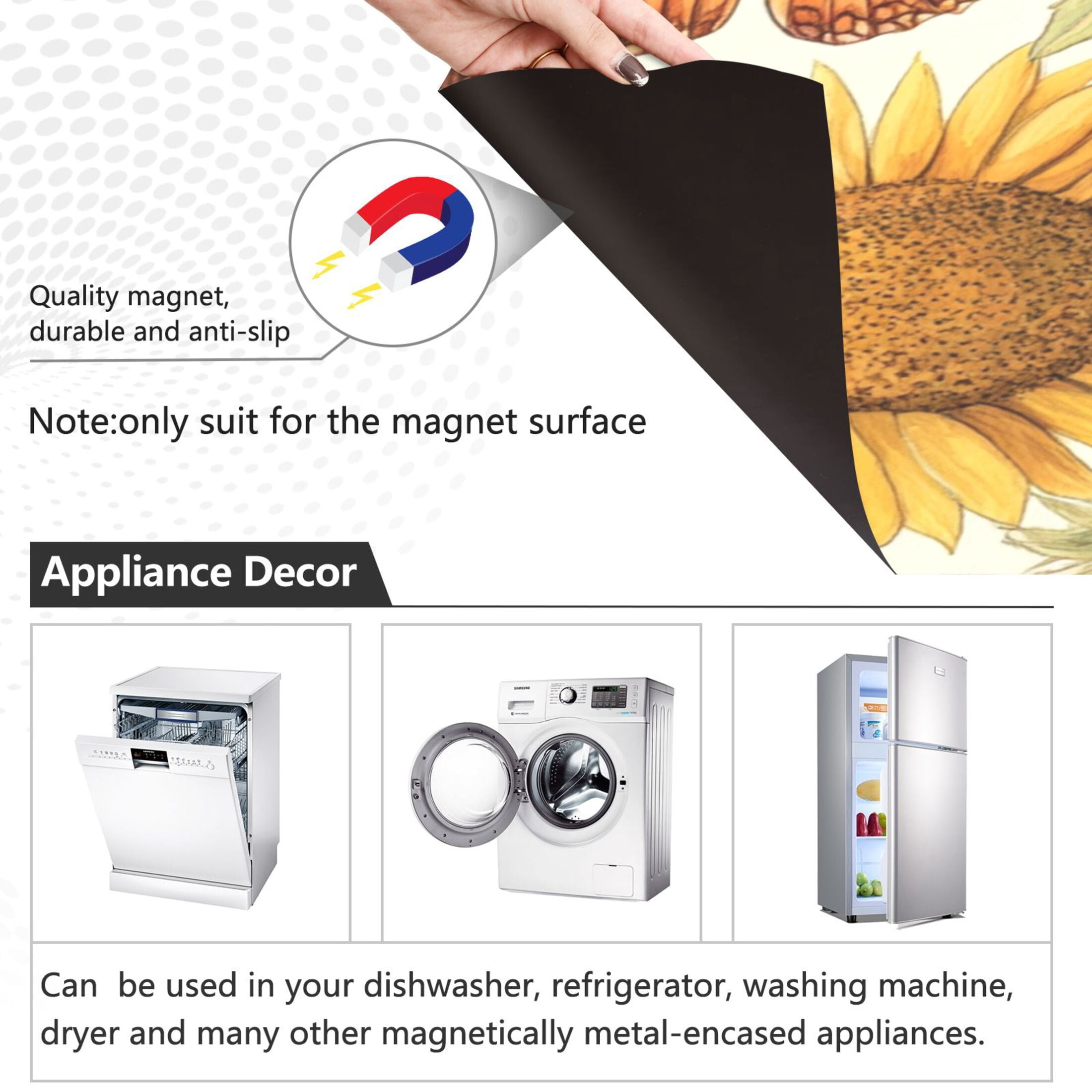 Dishwasher Magnetic Sticker 23x26 Inch Refrigerator Magnetic Sticker Washing Machine Magnetic Sticker Kitchen Panel Magnetic Sticker Home Decor Lovely Orange Butterflies