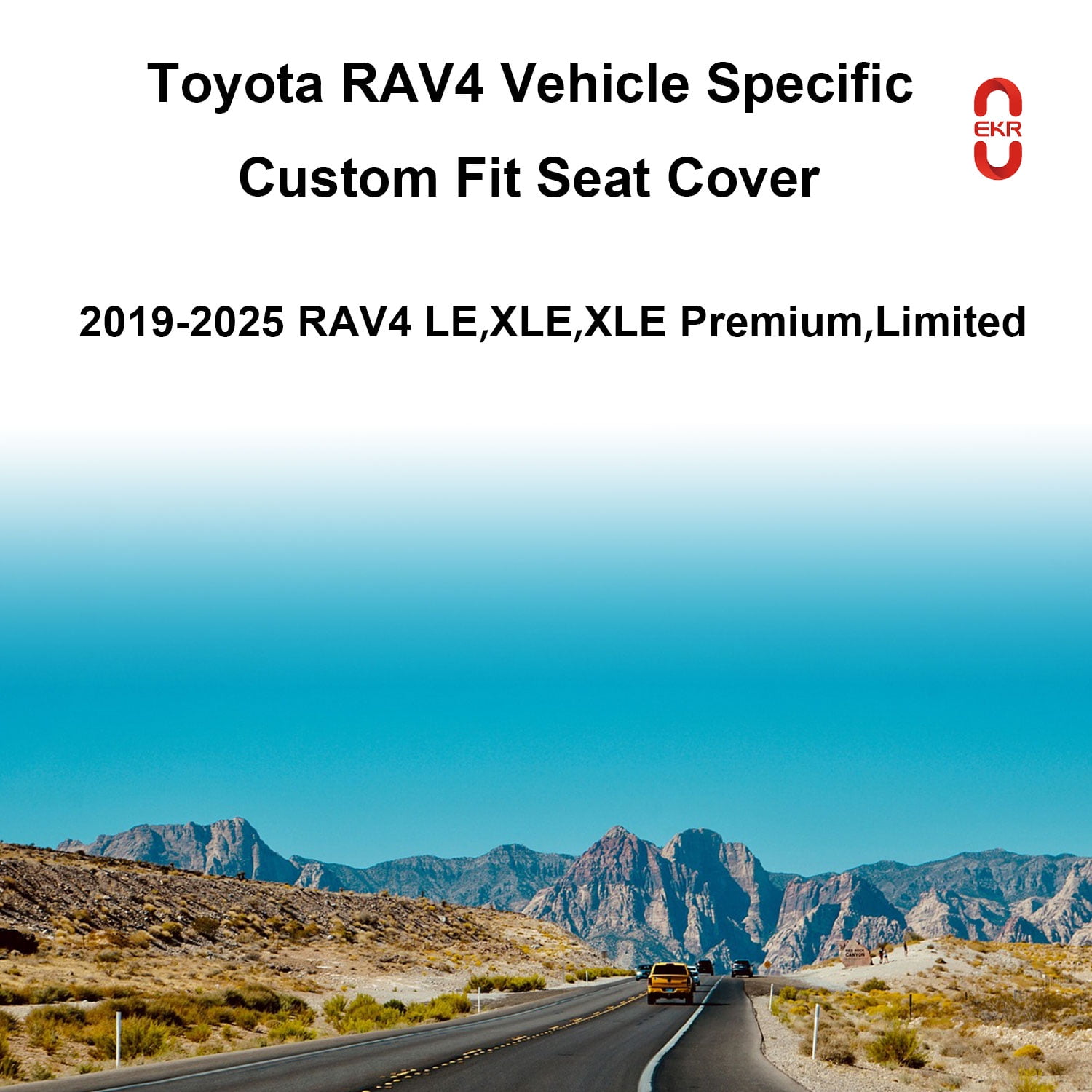 EKR Rav4 Car Seat Covers Custom-Fit for Toyota RAV4 LE,XLE,XLE Premium,Limited 2019-2025 Full Set Faxu Leather Seat Cushion Waterproof Automotive Seat Protectors(Black)
