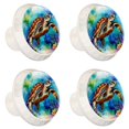 thumbnail image 2 of HemaKayy 4 Pack 1.37" Decorative Cabinet Knobs - Elegant ABS Glass Handles for Home Furniture Decor - Dresser Drawer Door Pulls - Perfect for Kitchen Bedroom - Colorful Watercolor Ocean Turtle, 2 of 8