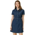 thumbnail image 2 of INSPIRE CHIC Robe d'Été Élégante en Denim pour Femme à Col et Manches Courtes Bleu TG, 2 of 5