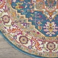 thumbnail image 4 of Nourison Passion Teal Multicolor 4' x Round Area Rug, Boho, Transitional, Bed Room, Living Room, Dining Room, Kitchen, , Easy Cleaning, Non Shedding (4' Round), 4 of 8