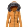 thumbnail image 3 of Stichou Women's Warm Winter Coat Long Parka Fleece Heavyweight Lined Waterproof Puffer Jacket With Faux Fur Hood Yellow S, 3 of 5