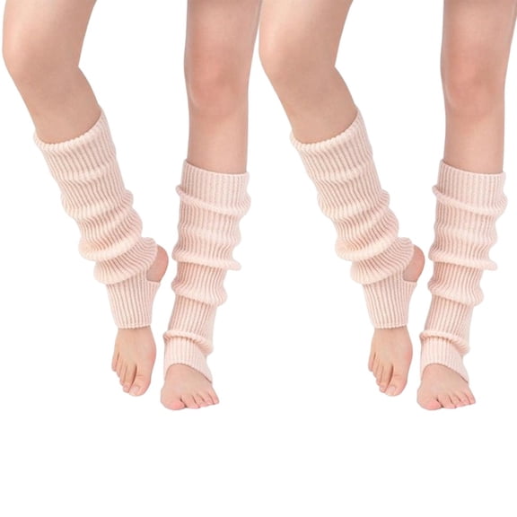 2-Pairs Extra Soft Knitted Leg Warmers, Non-Slip Elastic Cuff & Lace Trim Long Thermal Legwarmers for Winter Dance, Yoga, Ballet
