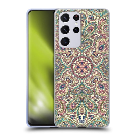 Head Case Designs Intricate Paisley Pale Soft Gel Case Compatible with Samsung Galaxy S21 Ultra 5G
