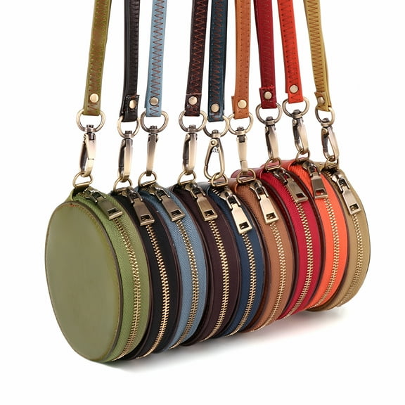 GASTROPOD Coin Purse Super Soft Wear Resistant Cowhide Small Round Wallet Headset Bag for Home, Black