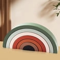 thumbnail image 4 of 7Pcs Wooden Rainbow Toy, Children Early Development Gift , Green, 4 of 7