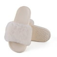 thumbnail image 5 of LANREMON Winter Cute Fluffy Slippers For Women Slide-on Furry Plush Indoor and Outdoor Open Toe House Slipper Beige, 5 of 6