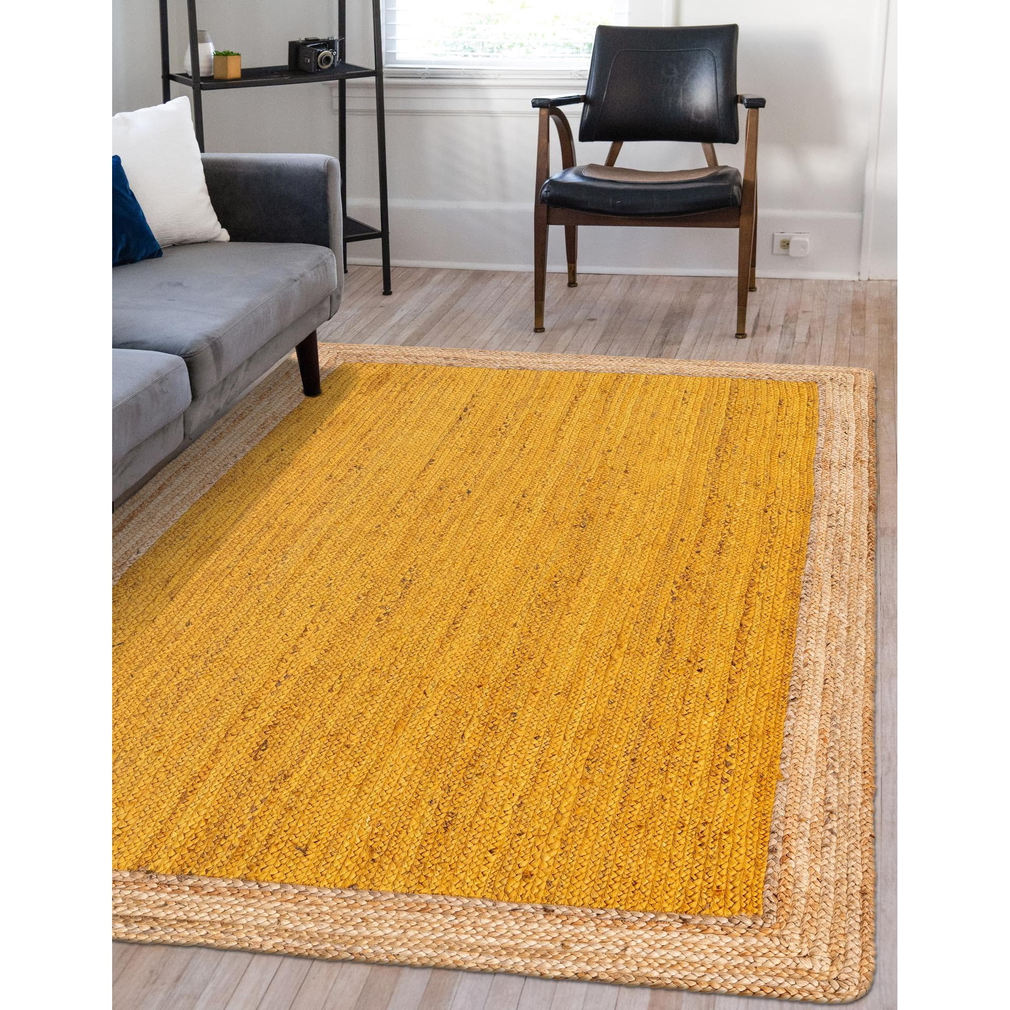 Natural Jute Area Rug , Floor Décor Rug , Handwoven Farmhouse Style Rug for Living Room, Bedroom, or Entryway Size - 5 x 8 Feet (150 cm x 240 cm)