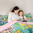 thumbnail image 4 of Feelyou Cartoon Leopard Cheetah Bedding Comforter Set 7 Pieces, Palm Leaves Botanical Full Bedding Set, Kawaii Jungle Animal Reversible Fitted Sheet Flat Sheet, Super Cozy Room Decor, 4 of 8