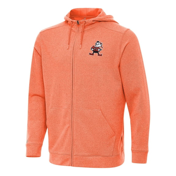 Men's Antigua Heather Orange Cleveland Browns Effortless Full-Zip Hoodie