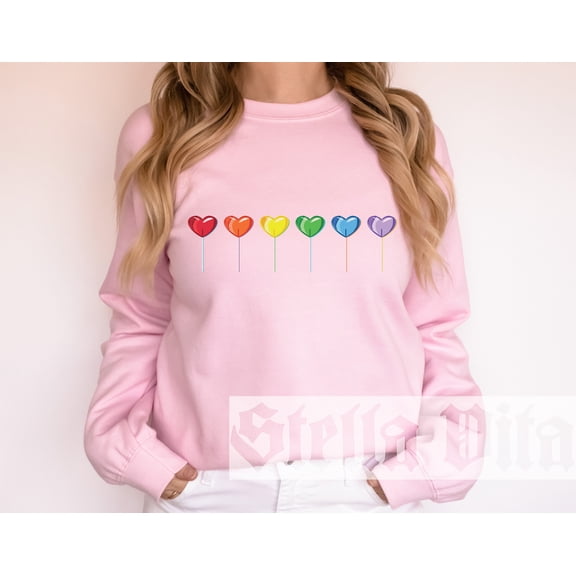 LGBTQ Valentine Sweatshirt, Rainbow pride heart candy sweater, LGBTQ Valentines day clothes, Gay Pride heart candy sweater