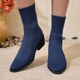 thumbnail image 2 of Wovix Ankle Boots for Women Dressy Comfy Knit Sock Booties Pointed Toe Heel on Elastic Spring Fall Booties Daily Blue 41, 2 of 6