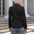 thumbnail image 3 of KDDYLITQ Women's Button Down Dress Shirts Wrinkle Free Long Sleeve Shirts Solid Work Business Stain Shield Shirts Black S, 3 of 6