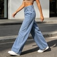 thumbnail image 4 of Straight Leg Jeans for Women Drape Soft Loose Fit Denim Pants High Waisted Stretchy Vintage Baggy Denim Pants with Pockets Daily Casual Streetwear Trousers, 4 of 6