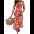 thumbnail image 1 of Vestido Midi Floral de Verano para Mujer con Tirantes Finos y Abertura en el Muslo Color L, 1 of 9