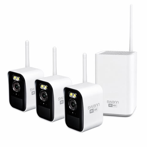 Restored Swann MaxRanger Mini 4K Wireless NVR Security System, 3-Pack (Refurbished)