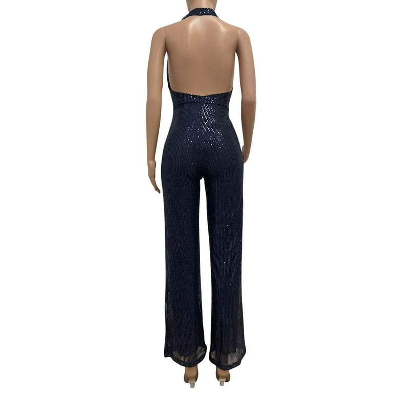 British Style Elegant Solid Sequins Backless O Neck Jumpsuits(6 Colors) British Style Elegant Solid Sequins Backless O Neck Jumpsuits(6 Colors)