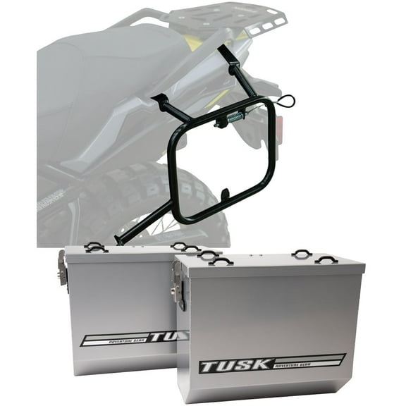Tusk 1467340190 Aluminum Panniers with Pannier Racks V2 Large Silver