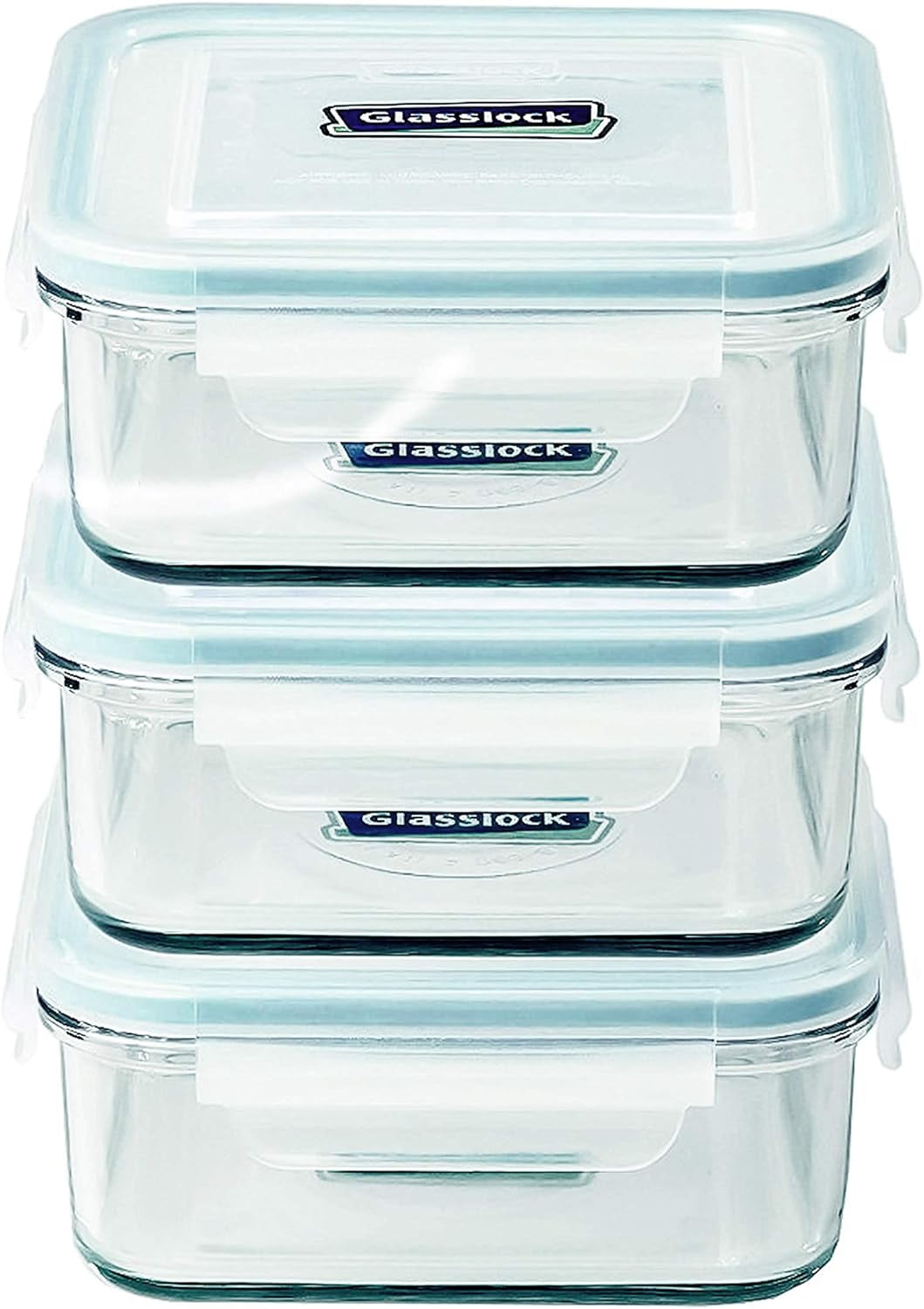 Genicook Borosilicate Tempered Glass Food Storage Containers with Pro Grade Locking Glass Lids, Vent and Removeable Lockdown Levers, Square Shape - 8