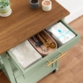 thumbnail image 6 of Best Choice Products Rolling Kitchen Island Cart, Cabinet W/ Drawer, Sliding Tray, Outlet, Wheels, Hooks - Pistachio Green, 6 of 10