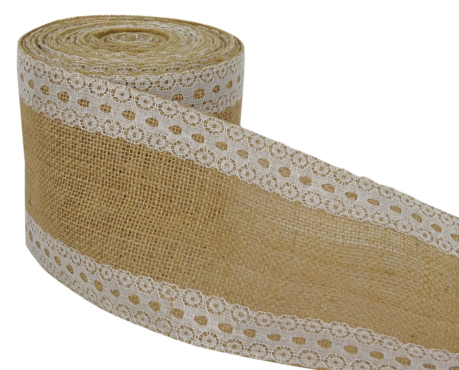 IBA Indianbeautifulart Solid Color Burlap Lace Wired Jute Trim Home Decor Gift Wrap For Crafting 10 Yards Ribbon-4 Inches