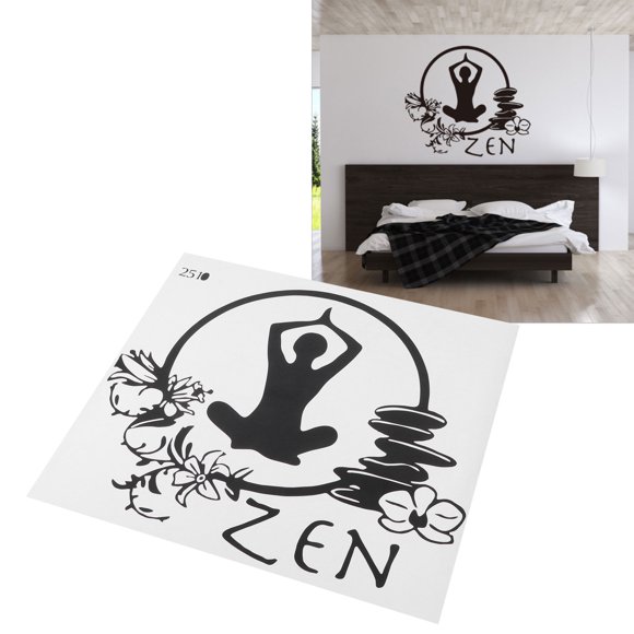 Peahefy Yoga Pattern Sticker,Home Decor,Zen Yoga Pattern Sticker PVC Meditation Wall Decal Bedroom Home Decoration Yoga Lover Gift