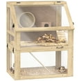 thumbnail image 2 of PawHut Wooden Hamster Cage, 3 Tier Small Animal Cage with Detachable 12.6" Deep Bottom, Hut, Seesaw, Exercise Wheel, Ramps, for Dwarf, Gerbil, Mouse, 2 of 9